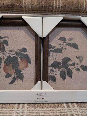 Hearth & Hand Wall Art 2 Piece Set Framed 7"x10" Each Fruit & Leaves